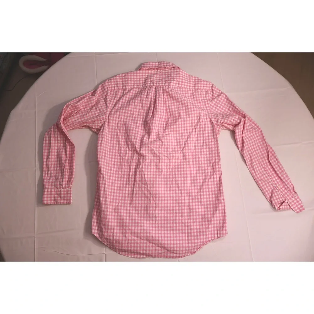 Polo Ralph Lauren Mens Medium Pink Gingham Long Sleeve Button Up Shirt Pony Logo